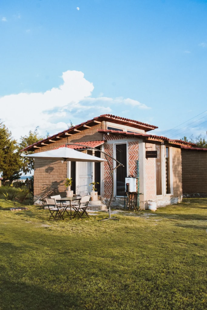 Frente de cabaña de Sierra Nevada en Nanacamilpa Tlaxcala, México
